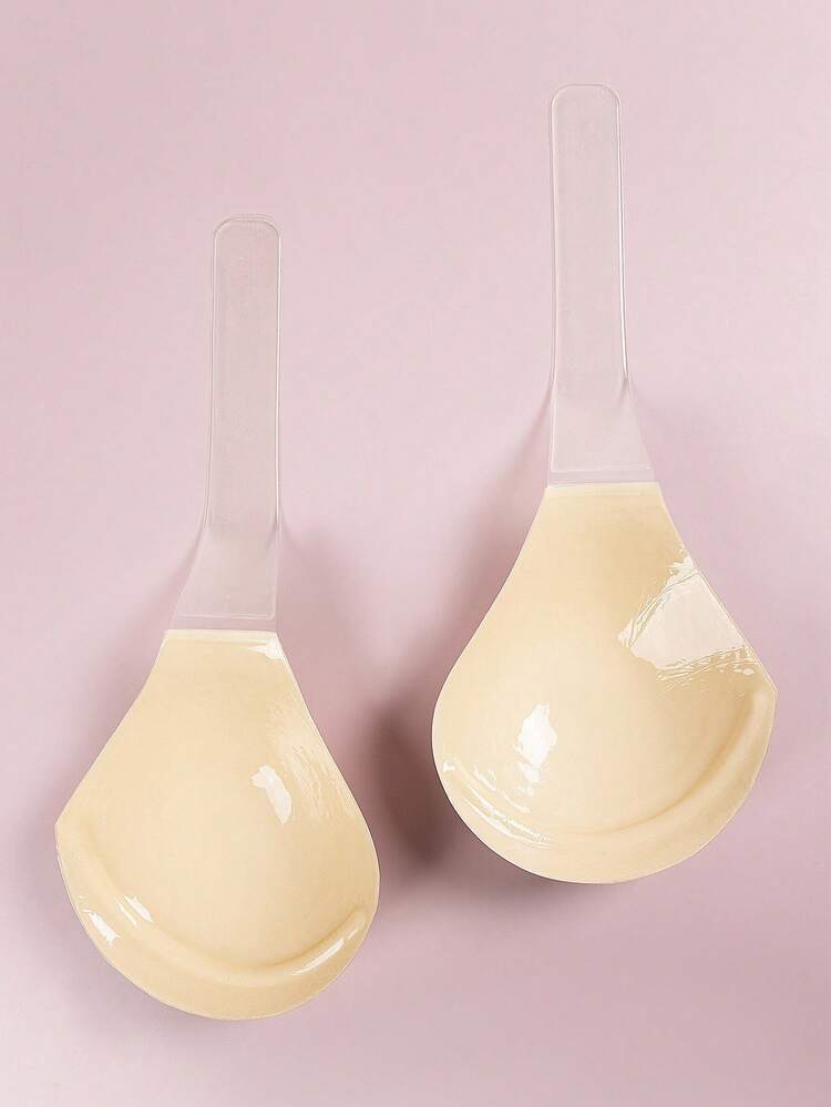 SHEIN 加大码肤色提升丰胸粘合文胸 - 杏色 - 查看 3