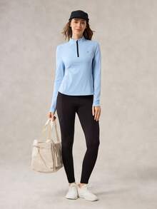 OutZeal 女士运动卫衣健身服高尔夫POLO衫长袖防紫外线凉爽触感立领半拉链上衣 - 淺藍色 - 查看 6