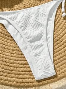 Swim Vcay 适合海滩度假的纯色纹理比基尼 - 白色 - 查看 5