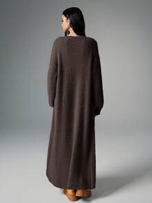 Poéselle Cárdigan de peluche extra largo, cárdigan de punto casual de unicolor para mujer, atuendos de mujer para otoño, ropa de mujer para invierno, suéteres de mujer, tela suave y cómoda, cálida, de estilo simple y elegante, adecuada para uso diario, ir y venir, uso en casa, cárdigan holgado de mujer casual de invierno, cárdigan largo casual de uso diario, cárdigan tipo bata largo para mujer