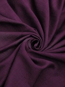 Vionelle 大码女式法式度假沙滩裙，V 领纽扣式落肩袖，腰带，超长款，适合通勤，春夏季 - 紫紅色 - 查看 3