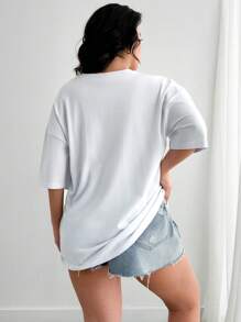 EURMUSE 100% 纯棉白色宽松 T 恤，带刺绣心形细节 - 白色 - 查看 2