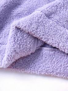 SHEIN X Care Bears Women's Cartoon Embroidered Fluffy Long Sleeve Hooded Sweatshirt