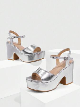 CUCCOO SZL Women's Fashion PU Leather Ankle Strap Sandals, Comfortable Wedge Thick Sole, Suitable For Commute, Date, Party, Wedding, Valentine's Day