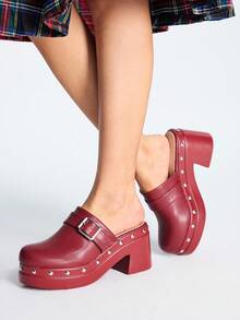 Sugerpunk CUCCOO Fashionable Versatile Solid Color Thick Sole Platform Shoes - Burgundy - View 5