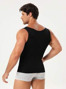SHEIN Plus Size Men's Outdoor Casual Solid Color Sleeveless Shapewear Tops