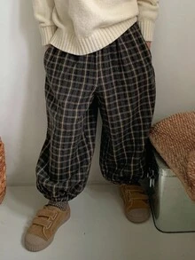 DAZY 男童休闲宽松格子裤，日系风格，秋季款