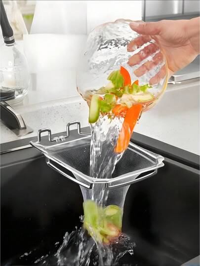 不锈钢厨房水槽过滤器滤篮沥水筛插入式网篮带手柄适用于浴室水槽浴缸排水毛发收集器家庭清洁工具配件、厨房配件、家庭厨师必备厨房工具礼物、节省空间的厨房收纳用品、圣诞节厨房礼物创意