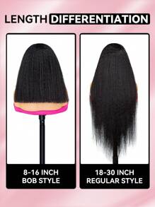 TrueHD 9am Hair Store Wear And Go Glueless Kinky Straight 6*4 HD Lace Closure Wig Pre Cut & Pre Plucked With 180% Density 8-16 Bob Inch 18-30 Inch Long Hair Natural Color Human Hair Wig Top Quality Stylish Wig Beginners Friendly Hair Accessories For Women Glueless Frontal Wigs Weaves Human Hair Vacation Essentials Halloween Costume