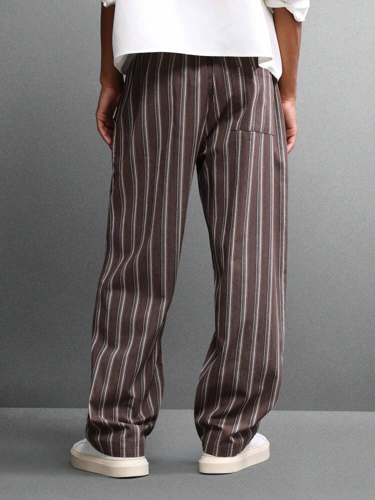 Wide Leg Striped Pajama Trousers With Relaxed Fit
