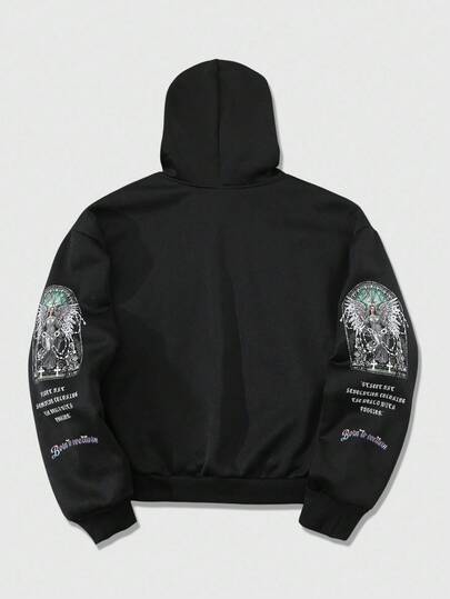 Street Life Sudadera con capucha con adornos de rhinestone góticos para hombre, otoño