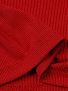 Manfinity Dauomo 男士纯色高领修身休闲长袖 T 恤，秋季 - 紅色 - 查看 4