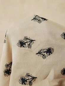 Boho Mama 孕妇花卉印花波浪条纹宽松长袖度假连体裤 - 卡其色 - 查看 8