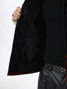 ROMWE MEN Grunge Punk Men's Patchwork Fashion Long Sleeve Vampire Style PU Leather Jacket, Fall Winter - Dark Grey - View 7