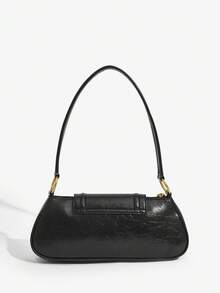 SHEIN SXY 女士、女式单肩包、流浪包、复古、铆钉、复古、街头、时尚、优雅、简约、个性化、多功能、适合通勤、办公室、约会、日常、购物、下午茶 - 黑色 - 查看 5