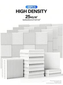 SHEIN ODEK PRETTY 48 Miếng - Tấm cách âm 12"X12"X1/2", Miếng xốp cách âm hình nêm giảm tiếng ồn và hấp thụ âm thanh cho phòng thu âm, phòng nhạc, phòng chơi game, podcasting | Tấm xốp cách âm mật độ cao (có keo hai mặt) - Nhiều màu - Xem 9