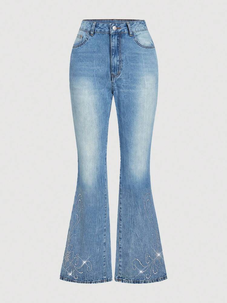 Sweetra Women's Casual Elegant Flared Denim Pants | SHEIN USA