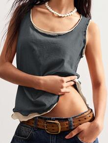 Bohemela Women's Casual Knit Patchwork Sleeveless Vest