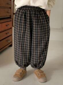 DAZY 男童休闲宽松格子裤，日系风格，秋季款