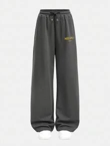 SHEIN 2pcs Tween Girls Letter Graphic Fitted Tank Top And Drawstring Shorts Set 2 Piece Woman Set Pants And Top Set Girl Co Ord Sets 2 Piece Set Teen Milano Italy Set - Dark Grey - View 11