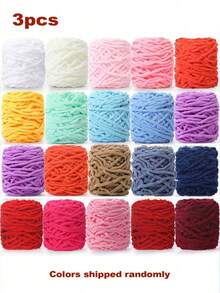 1/2/3/5 Rolls, Approx 90-100g/Pc Ice Bar Braided Single Strand Chunky Yarn For DIY Scarf, Bag, Slippers, Dolls, Blankets, Cushions, Plush Toys (Random Color)
