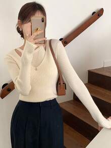 DAZY 女士毛衣 - 杏色 - 查看 6