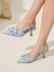 CUCCOO CHICEST Women's Pointed Toe Pumps With 3D Floral Decor, Stiletto Heel, Romantic & Elegant, Baby Blue Faux Leather, Suitable For Dates, Parties, Afternoon Tea, Autumn/Winter For Christmas Elegant Shoes Wedding Shoes - Baby Blue - View 7