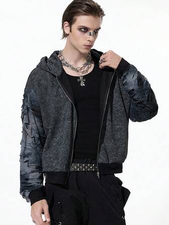 Street Life Herren Streetwear Farbblock Reißverschluss-Hoodie, Herbst