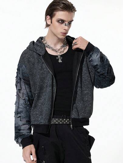 Street Life Men's Streetwear Color Block Zip-Up Hoodie, Fall