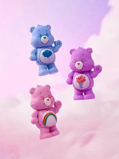 SHEIN X Care Bears 3 piezas Imanes de refrigerador con forma de oso tridimensional, buena decoración para el refrigerador, adecuado para la cocina y el tablero blanco de la oficina