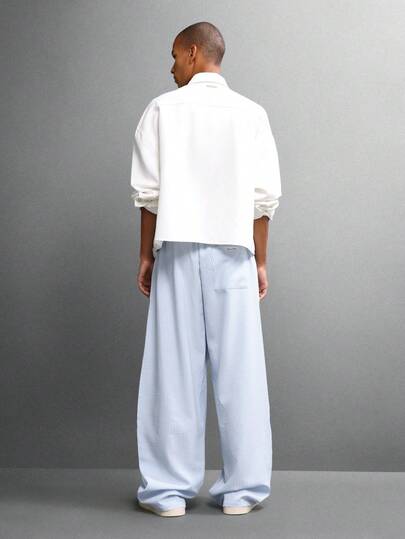 Wide Leg Ribbed Pants With Drawstring Waist