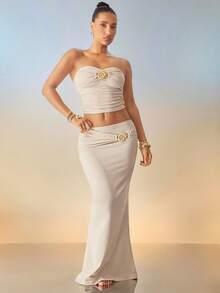 Hauture ملابس علوية نسائية قصيرة مطاطية مضغوطة بياقة حلقية