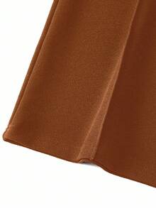 SHEIN Unity 女士纯色牙签条纹设计宽腿宽松休闲裤 - 棕色 - 查看 4