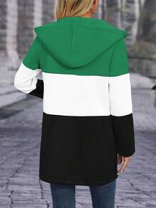 EMERY ROSE 女士休闲撞色拉链连帽夹克，秋季 - 彩色 - 查看 2