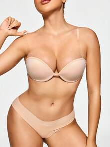 SHAPORA Skin-Tone Underwire Molded Cup Bandeau Seamless Comfortable Lift Women's Bra - Beige - View 3