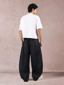 SUMWON Streetwear Baggy Wide Leg Jeans With Utility Pockets Oversized Relaxed Fit Cotton Denim Pants For Fall Winter Casual Everyday Wear Plain - Black - View 5