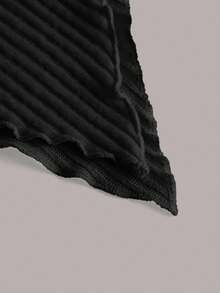 SHEIN ICON Y2K Grunge Asymmetrical Neck Lettuce Trim Tee Asymmetrical Top One Shoulder Top Black Top,Fall - Black - View 3