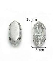100 stk. 5x10 mm hesteøjeformede akrylperler, flerfarvede, til gør-det-selv-påsyning, klo, akryltilbehør, hobbyartikler - Hvid - Vis 8