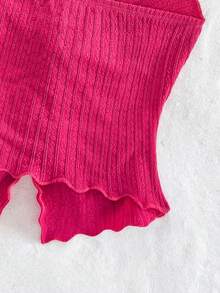 Soleia 时尚性感吊带系带扭纹下摆开衩露背吊带背心 - 中紫紅色 - 查看 3