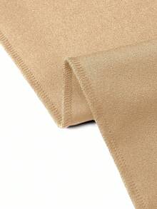 SHEIN Clasi 女士纯色腰部金属装饰牙签设计阔腿宽松休闲裤，适合工作 - 卡其色 - 查看 7