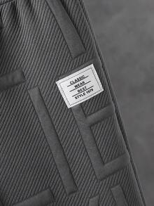 SHEIN 男童休闲纯色长袖保暖拉链外套和裤子套装（2件套），适合日常休闲户外穿着，秋冬季节适用。 - 深灰色 - 查看 5