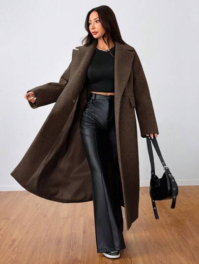 SHEIN Unity معطف طويل كاجوال بياقة مفتوحة