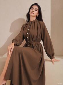 Graceveil Robe chemise à manches longues ample, décontractée, de couleur jaune crème, style été dopamine