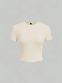 SHEIN EZwear 5件套基本款纯色修身短袖T恤 - 酒紅色 - 查看 14