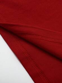 Franclia Áo thun nữ cổ tròn tay ngắn, thích hợp mặc hàng ngày - Đỏ - Xem 5