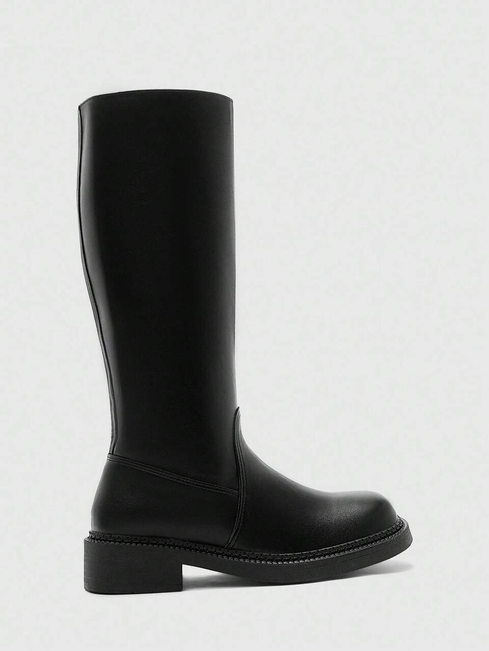 CUCCOO BIZCHIC High-Quality Black Knee-High Boots, Round Toe Flat Elegant Women's Boots, Fashionable Versatile New Long Boots, Showcasing Feminine Charm And Elegant