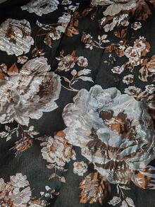 Glamine Charm 女士无袖连衣裙，采用 3D 花卉提花金属面料，奢华派对/茶歇裙，法式后背镂空设计，性感优雅，适合夏季 - 黑色和金色 - 查看 7