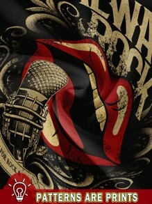 EMERY ROSE Plus Size Women Casual Minimalist Red Lip Graphic Asymmetrical Shoulder Short Sleeve T-Shirt, Suitable For Summer,Spring/Vacation - Black - View 3