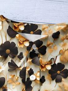 EMERY ROSE Vintage verwaschen Blume Muster lässig locker geschnittenes Hemd in Große Größen