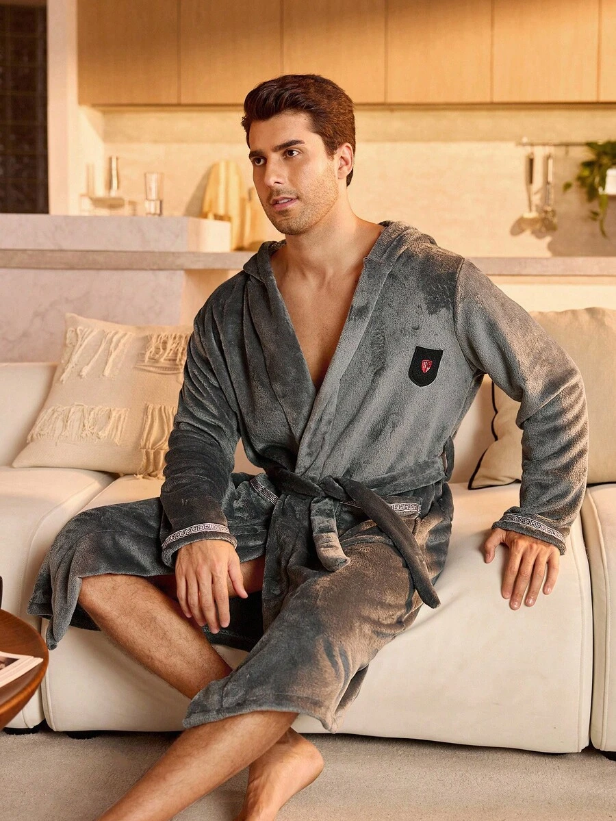 Manfinity Underwear&Sleepwear Basics Comfortable Long Sleeve Men Loungewear Robes, Fall Winter - Multicolor - View 1